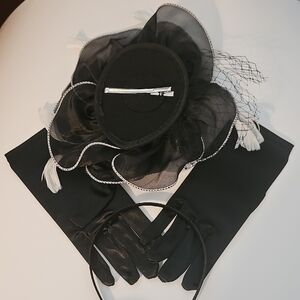 Beloved Millinery Chic Black Fascinator Set with Gloves